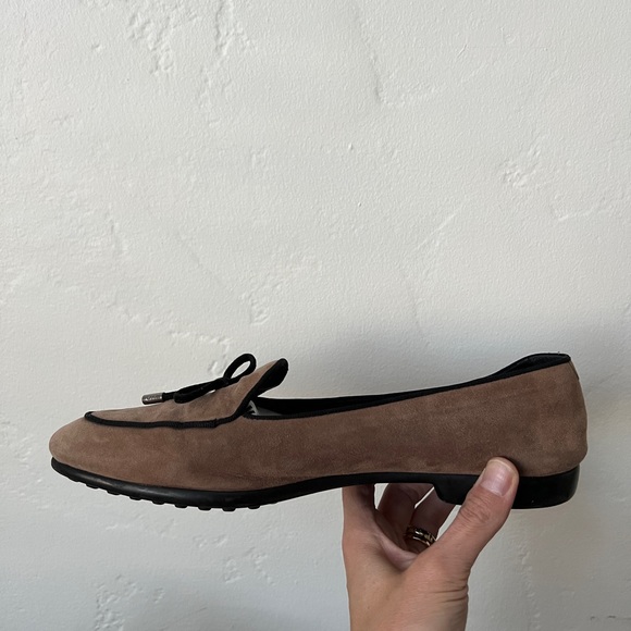 TOD'S loafers ballet flats tan black suede bow women's shoe EU 38-1/2 US 8-1/2 - Picture 10 of 16
